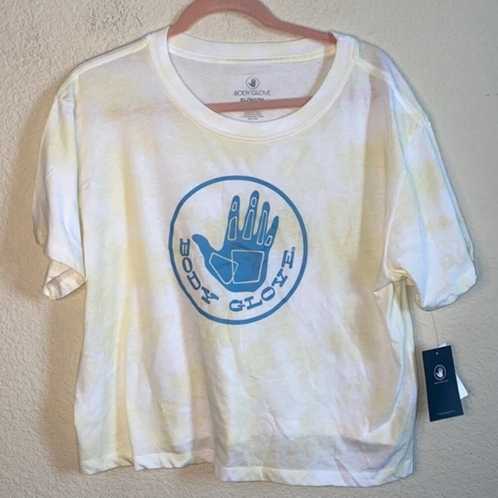 Body Glove Yellow and White Boxy Crop Tee
